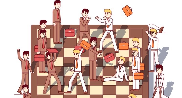 Co-workers in a chess board